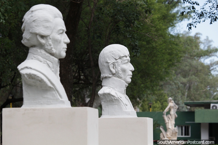 Juan Francisco Borges (1766-1816 right) and Juan Felipe Ibarra (1787-1851), busts of military leaders, Santiago del Estero. (720x480px). Argentina, South America.