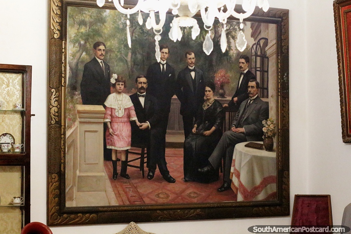 Antique painting of a family at the Regional Museum Alicia Gonzalez Castrillon in La Paz. (720x480px). Argentina, South America.