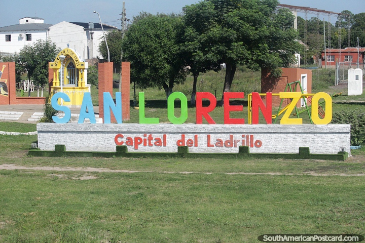 Welcome to San Lorenzo in large colorful letters. (720x480px). Argentina, South America.