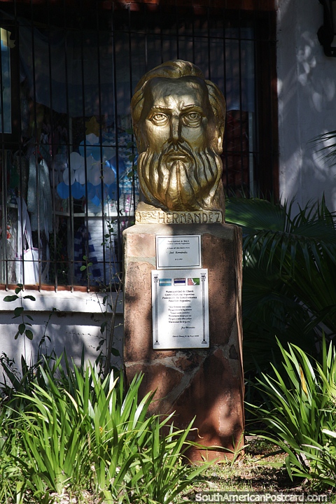 Jose Hernandez (1834-1886), author of the poem called Martin Fierro, a journalist and poet, bust in Obera. (480x720px). Argentina, South America.