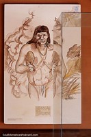 Drawing of indigenous man playing maracas at the Museum of Anthropology in Ituzaingo.