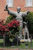 Saint Francis of Assisi, Italian mystic and friar, monument with dog and birds in Lages.
