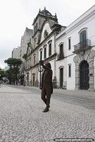 Statue in the plaza in front of Carmelite Convent Church in Santos.