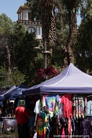 Arts, clothing and crafts for sale around Plaza Prat in Copiapo.