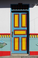 Nicely painted and presented doorway in Guatape. Colombia, South America.