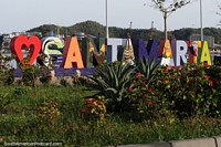 Larger version of Love Santa Marta spelt out in large colored letters on the seafront.