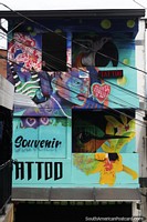Colombia Photo - Colorful murals and painted art on a building side in Comuna 13, Medellin.