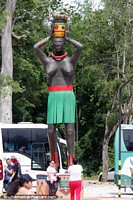 Huge and tall painted African figure outside the museum at Hacienda Napoles, Doradal.