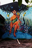 Lady with mangos, street art in Honda.