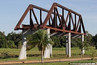 Railway bridge monument outside the museum in Carmen del Parana.