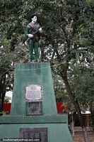 Memorial for the Chaco War in Caapucu, soldier with rifle in the plaza.