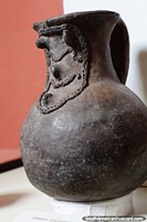 Ceramic urn on display at Leymebamba museum.